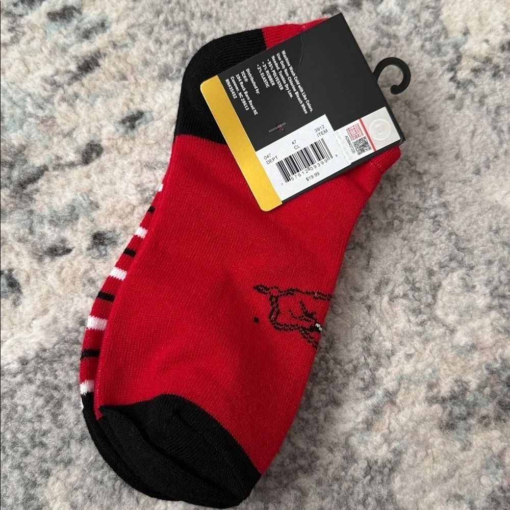 Topsox Red and Black Striped Arkansas Razorbacks 2 Pack Socks
